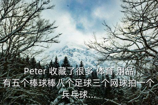 Peter 收藏了很多 體育 用品有五個棒球棒八個足球三個網(wǎng)球拍一個兵乓球...