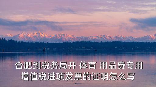  合肥到稅務(wù)局開 體育 用品費專用增值稅進項發(fā)票的證明怎么寫