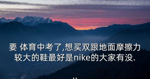 要 體育中考了,想買雙跟地面摩擦力較大的鞋最好是nike的大家有沒...