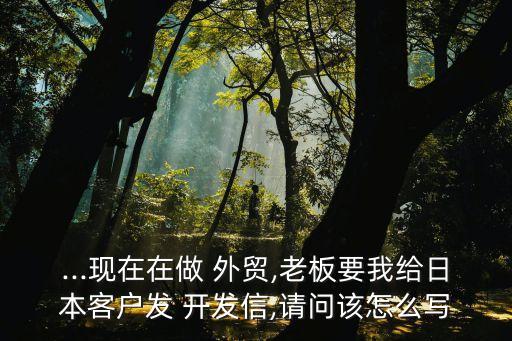 ...現(xiàn)在在做 外貿(mào),老板要我給日本客戶發(fā) 開發(fā)信,請問該怎么寫