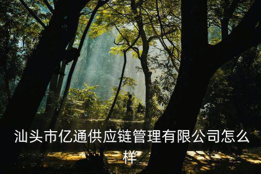  汕頭市億通供應(yīng)鏈管理有限公司怎么樣