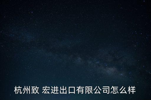 杭州致 宏進出口有限公司怎么樣